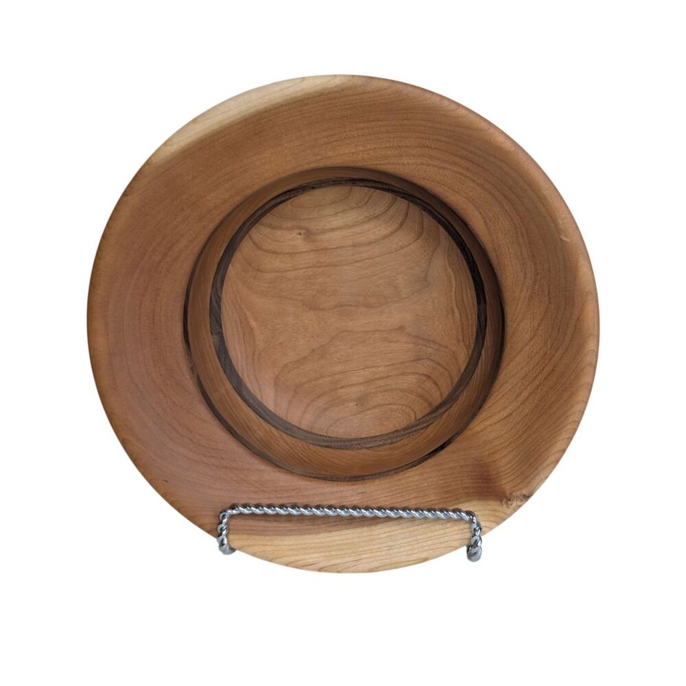 Vintage Handcrafted Wooden Bowl Grain Lines Cottage Rustic Unique Decor Kitchen